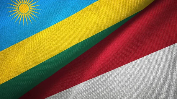 Rwanda and Indonesia two flags textile cloth, fabric texture