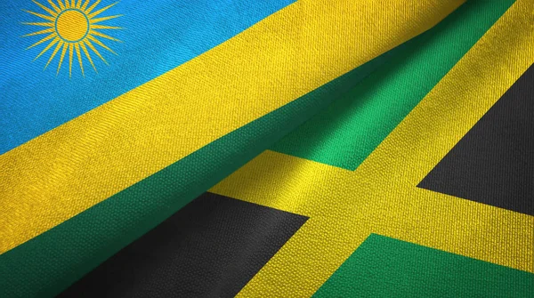 Ruanda ve Jamaika iki bayrak tekstil kumaş, kumaş doku