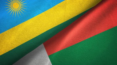 Ruanda ve Madagaskar iki bayrak tekstil kumaş, kumaş doku