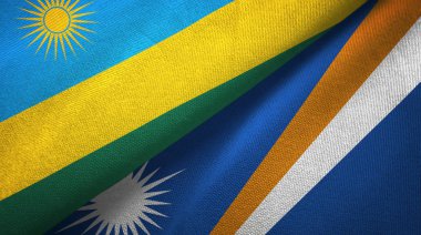 Ruanda ve Marshall Adaları iki bayraktekstil kumaş, kumaş doku