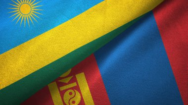 Ruanda ve Moğolistan iki bayrak tekstil kumaş, kumaş doku