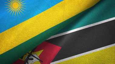 Ruanda ve Mozambik iki bayraklar tekstil kumaş, kumaş doku