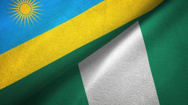 Ruanda ve Nijerya iki bayrak tekstil kumaş, kumaş doku