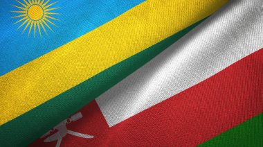 Ruanda ve Umman iki bayrak tekstil kumaş, kumaş doku