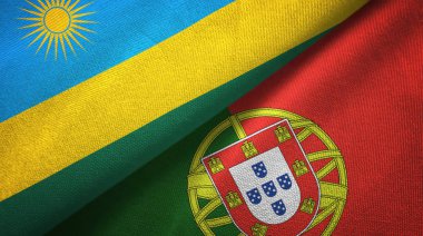 Ruanda ve Portekiz iki bayrak tekstil kumaş, kumaş doku