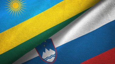 Ruanda ve Slovenya iki bayrak tekstil kumaş, kumaş doku