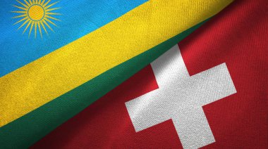 Ruanda ve İsviçre iki bayrak tekstil kumaş, kumaş doku
