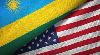 Ruanda ve Amerika Birleşik Devletleri iki bayraklar tekstil kumaş, kumaş doku
