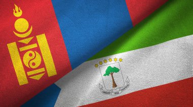 Moğolistan ve Ekvator Ginesi iki bayraktekstil kumaş, kumaş doku