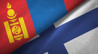 Moğolistan ve Finlandiya iki bayraktekstil kumaş, kumaş doku