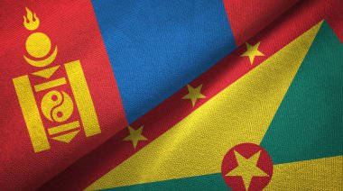 Moğolistan ve Grenada iki bayrak tekstil kumaş, kumaş doku