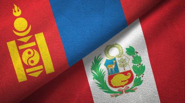 Moğolistan ve Peru iki bayraklar tekstil kumaş, kumaş doku