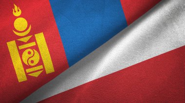 Moğolistan ve Polonya iki bayraklar tekstil kumaş, kumaş doku