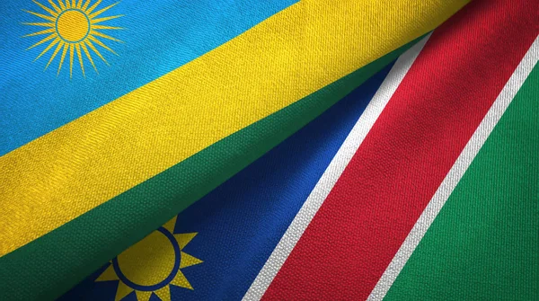 Ruanda und Namibia zwei Flaggen Textiltuch, Textilstruktur — Stockfoto