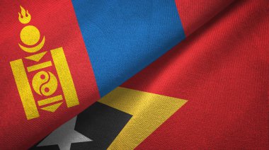 Moğolistan ve Timor-Leste Doğu Timor iki bayraktekstil kumaş, kumaş doku