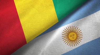 Gine ve Arjantin iki bayrak tekstil kumaş, kumaş doku 