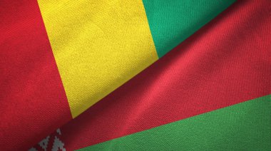 Gine ve Beyaz Rusya iki bayraklar tekstil kumaş, kumaş doku 