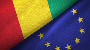 Gine ve Avrupa Birliği iki bayrak tekstil kumaş, kumaş doku