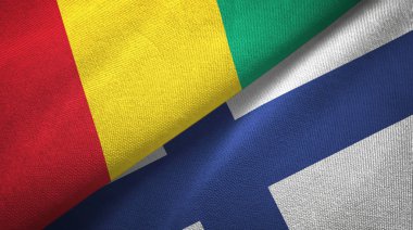 Gine ve Finlandiya iki bayrak tekstil kumaş, kumaş doku