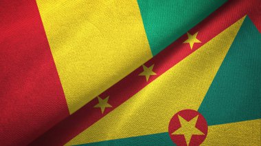 Gine ve Grenada iki bayrak tekstil kumaş, kumaş doku