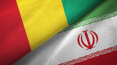 Gine ve İran iki bayrak tekstil kumaş, kumaş doku