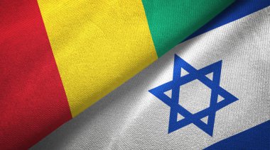 Gine ve İsrail iki bayrak tekstil kumaş, kumaş doku