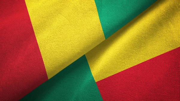 Guinea e Benin tessuto a due bandiere, trama del tessuto — Foto Stock
