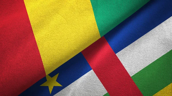 Guinea and Central African Republic two flags textile fabric texture