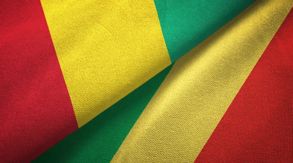 Guinea e Congo due bandiere tessuto, tessitura tessuto — Foto Stock