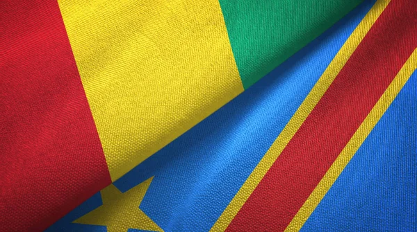 Guinea y Congo República Democrática dos banderas de tela textil —  Fotos de Stock