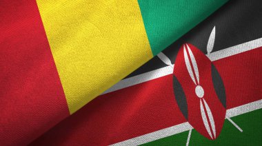 Gine ve Kenya iki bayrak tekstil kumaş, kumaş doku