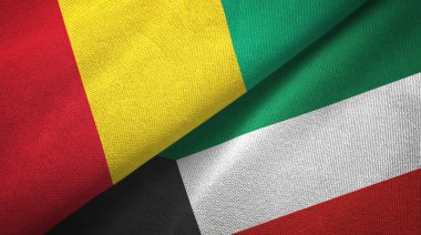 Gine ve Kuveyt iki bayrak tekstil kumaş, kumaş doku