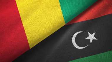 Gine ve Libya iki bayrak tekstil kumaş, kumaş doku