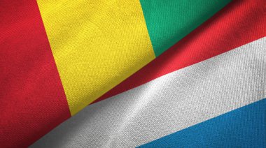 Gine ve Lüksemburg iki bayrak tekstil kumaş, kumaş doku