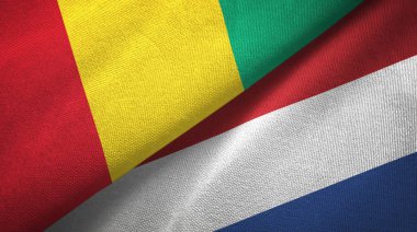 Gine ve Hollanda iki bayrak tekstil kumaş, kumaş doku
