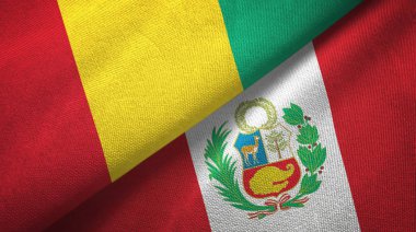 Gine ve Peru iki bayrak tekstil kumaş, kumaş doku