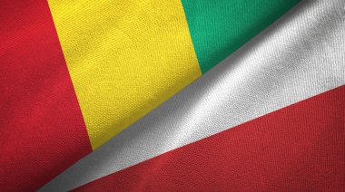 Gine ve Polonya iki bayraklar tekstil kumaş, kumaş doku