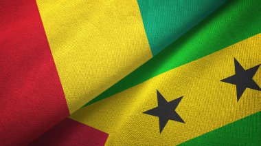 Gine ve Sao Tome ve Principe iki bayrak tekstil kumaş, kumaş doku