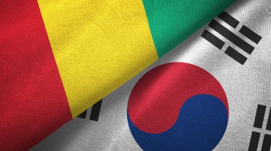Gine ve Güney Kore iki bayraktekstil kumaş, kumaş doku
