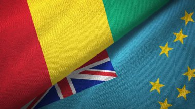 Gine ve Tuvalu iki bayrak tekstil kumaş, kumaş doku