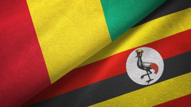 Gine ve Uganda iki bayrak tekstil kumaş, kumaş doku