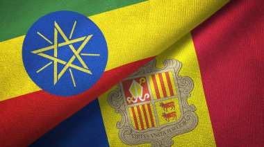 Etiyopya ve Andorra iki bayrak tekstil kumaş, kumaş doku 