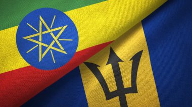Etiyopya ve Barbados iki bayraklar tekstil kumaş, kumaş doku 