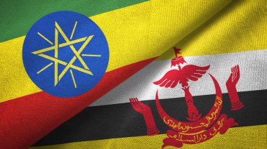 Etiyopya ve Brunei iki bayrak tekstil bez