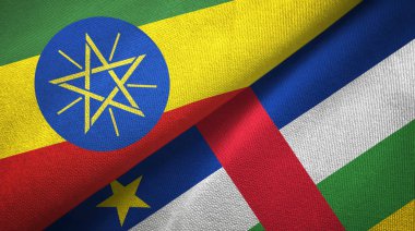 Etiyopya ve Orta Afrika Cumhuriyeti iki bayraklar tekstil kumaş doku 