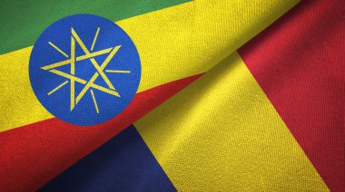 Etiyopya ve Çad iki bayraklar tekstil kumaş, kumaş doku 