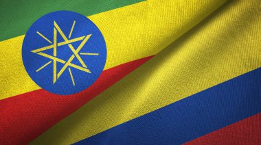 Etiyopya ve Kolombiya iki bayraklar tekstil kumaş, kumaş doku