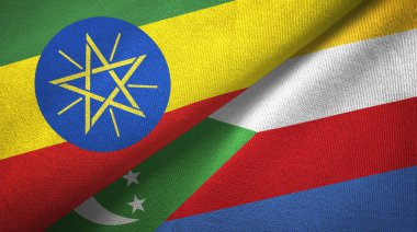 Etiyopya ve Komorlar iki bayrak tekstil kumaş, kumaş doku