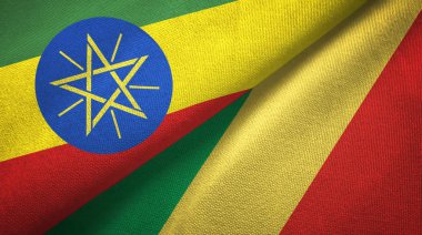Etiyopya ve Kongo iki bayraklar tekstil kumaş, kumaş doku 