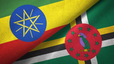 Etiyopya ve Dominika iki bayraklar tekstil kumaş, kumaş doku